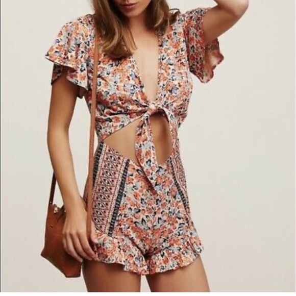 Free People Pants - Free People Surf Date Cut Out Floral Romper 10